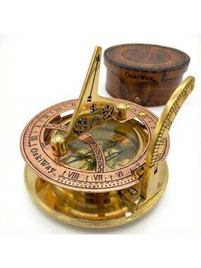 Home All Gold Sundial Compass Sailing Vintage Anniversary Unique Nautical Clock